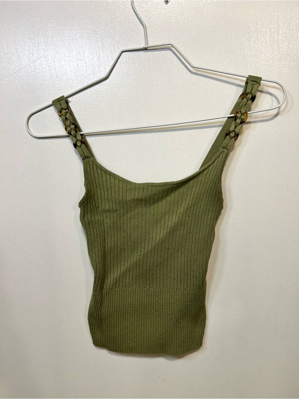 Heartloom Olive Ribbed Tank with Braided Straps